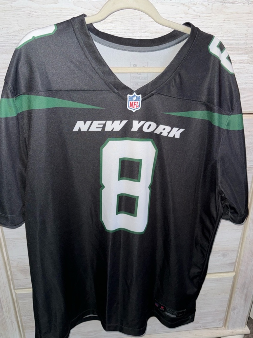 Nike Black and Green New York #8 Football Jersey